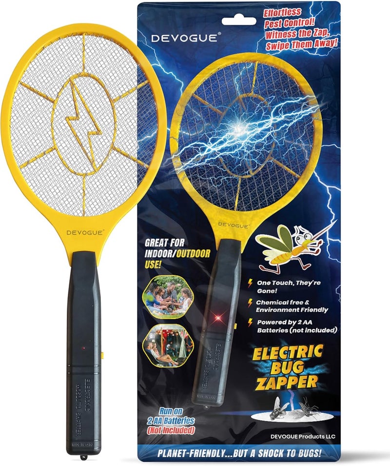 DeVogue ® Electric Fly Swatter Bug Zapper Battery Operated Flies Killer Indoor & Outdoor Pest Control Mosquito Zapper and Insect Catcher Racket - Image 1